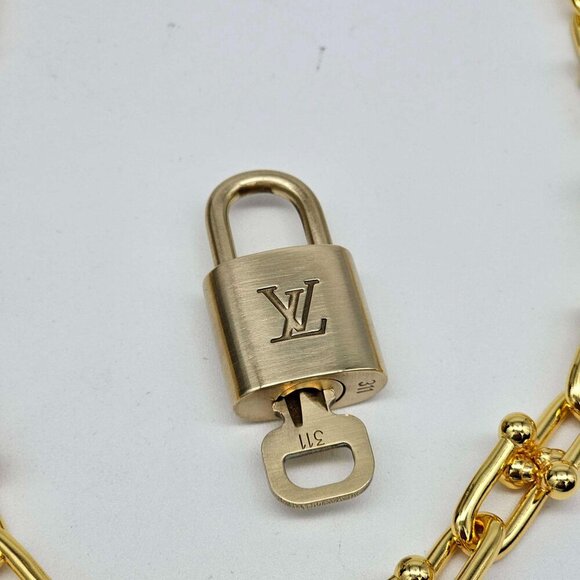 Auth Louis Vuitton Lock & Key w/Unbranded 925 Pure Silver Gold Plated Necklace - Picture 7 of 16